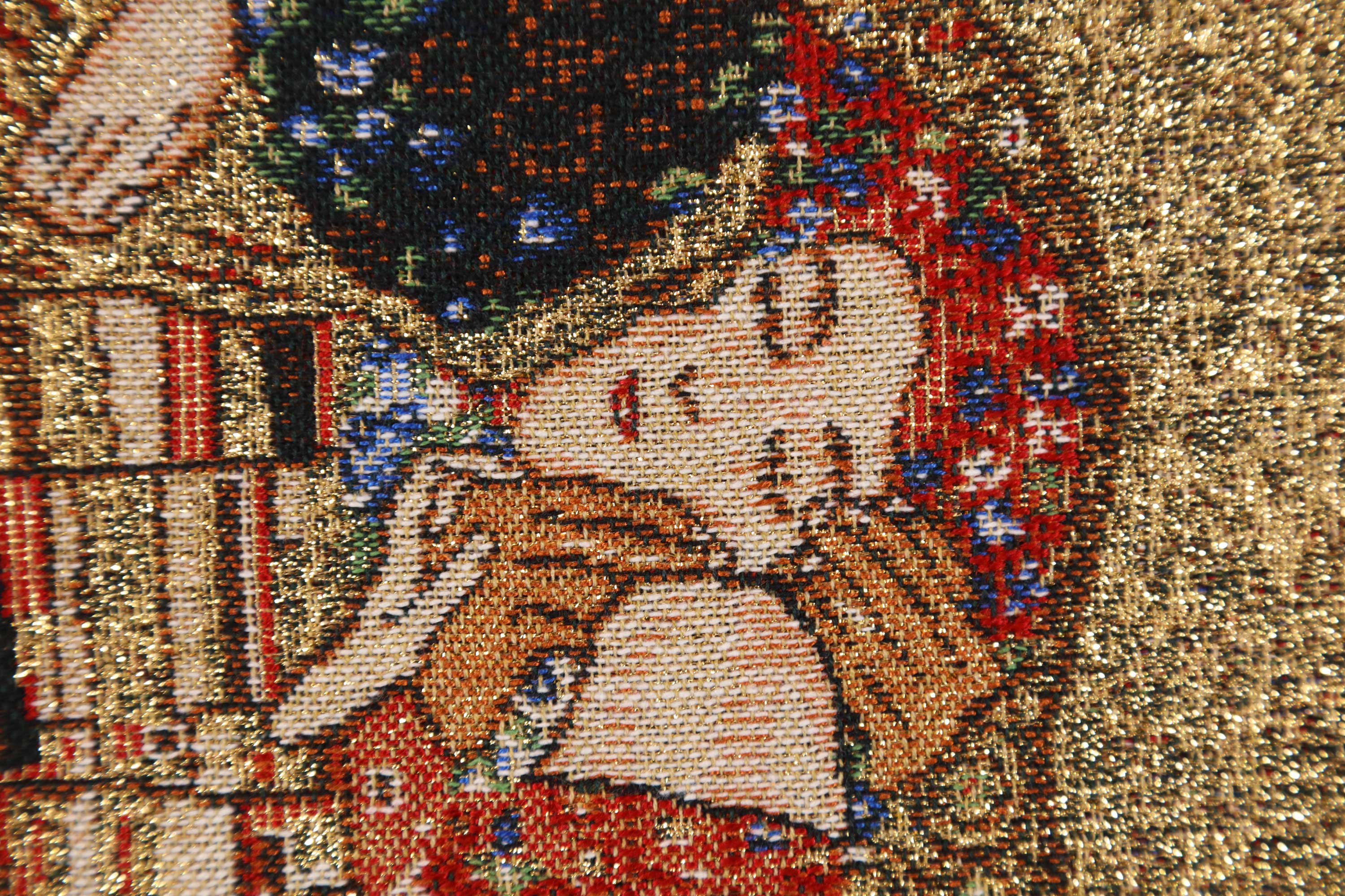 Gustav Klimt Le Baiser Tapestry Pillow Cover 16x16 Inch Cotton Jacquard Woven Cushion Cover