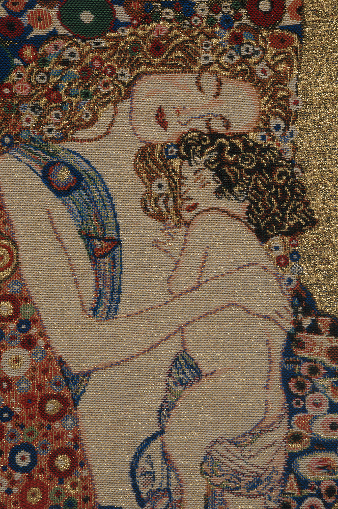 Gustav Klimt Mere et Enfant Tapestry Pillow Cover 16x16 Inch Cotton Jacquard Woven Cushion Cover
