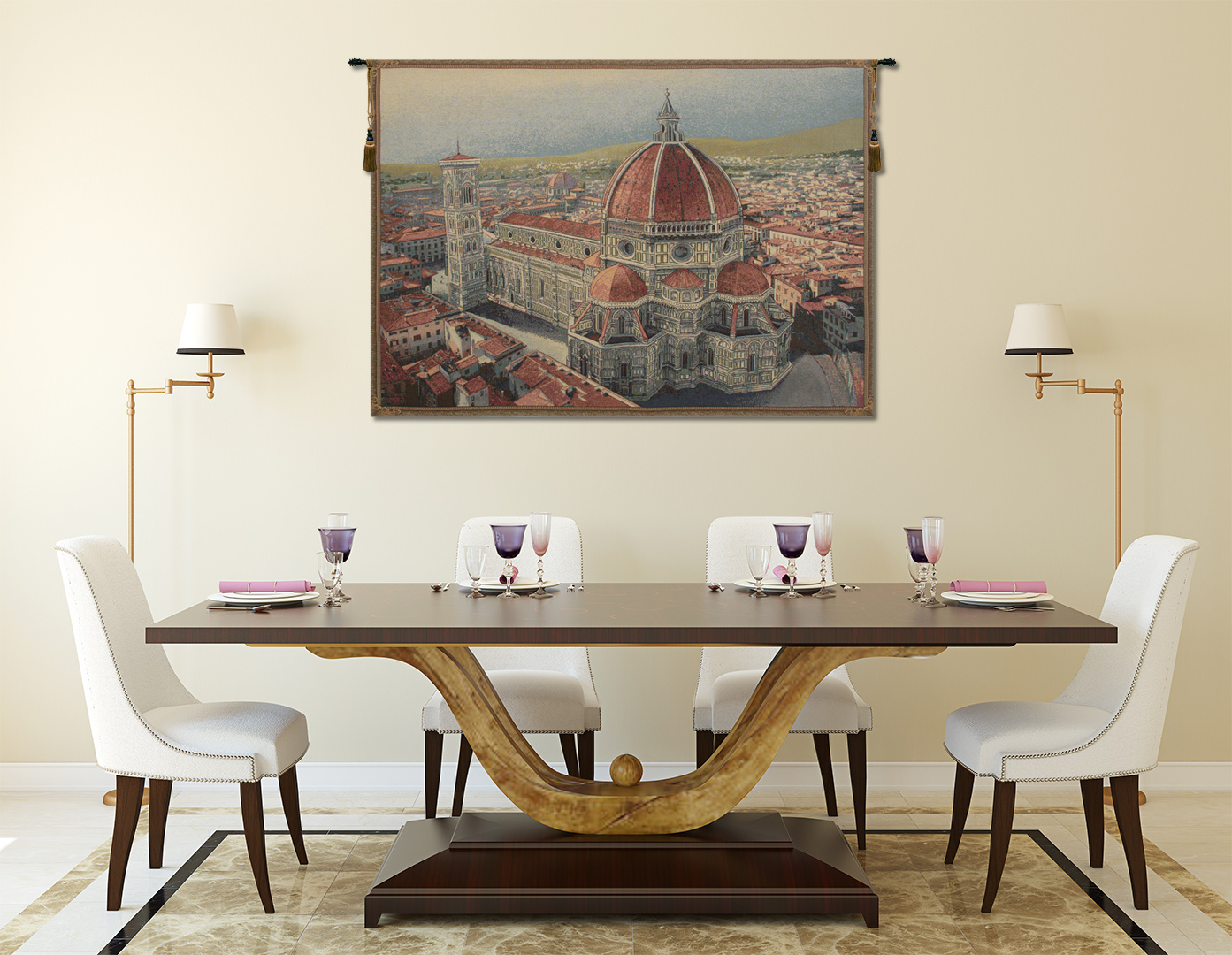Florence Cathedral Italian Tapestry Wall Hanging 38x52 Inch Cotton Jacquard Woven Wall Tapestry