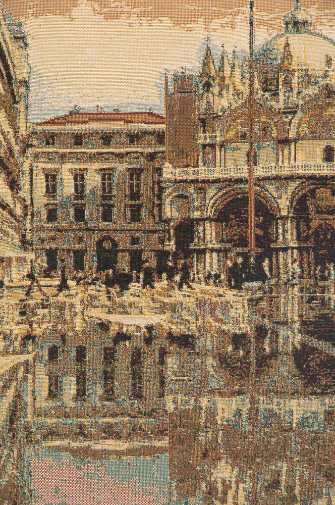 Alta Marea in Piazza San Marco Italian Tapestry Wall Hanging 17x25 Inch Cotton Jacquard Woven Wall Tapestry
