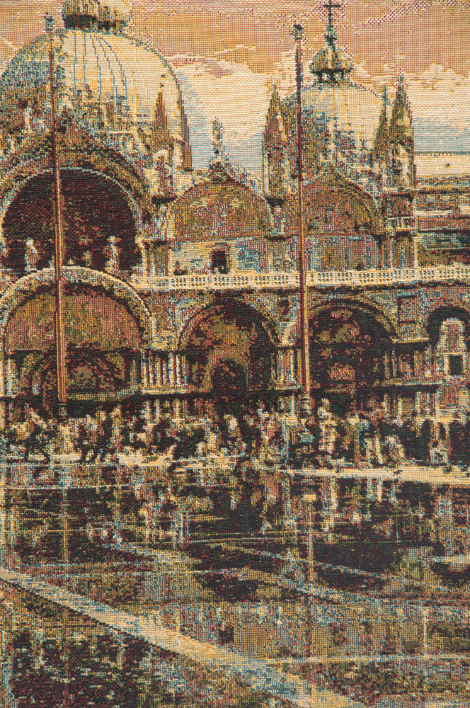 Alta Marea in Piazza San Marco Italian Tapestry Wall Hanging 17x25 Inch Cotton Jacquard Woven Wall Tapestry