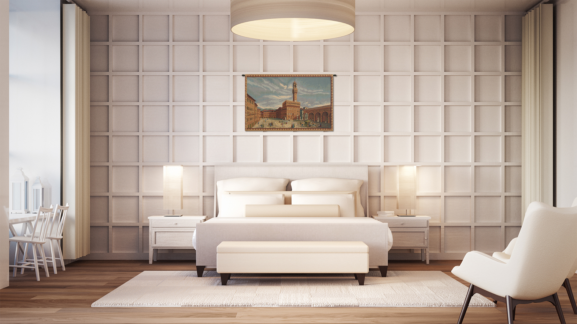 Alberto Passini Palazzo Vecchio Firenze Italian Tapestry Wall Hanging 11x19 Inch Cotton Jacquard Woven Wall Tapestry