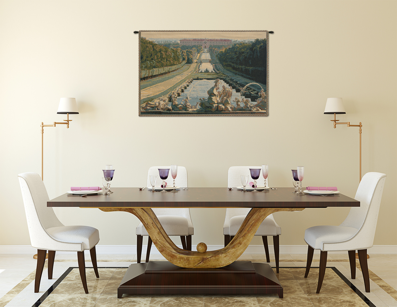 Reggia Caserta Italian Tapestry Wall Hanging 12x19 Inch Cotton Jacquard Woven Wall Tapestry