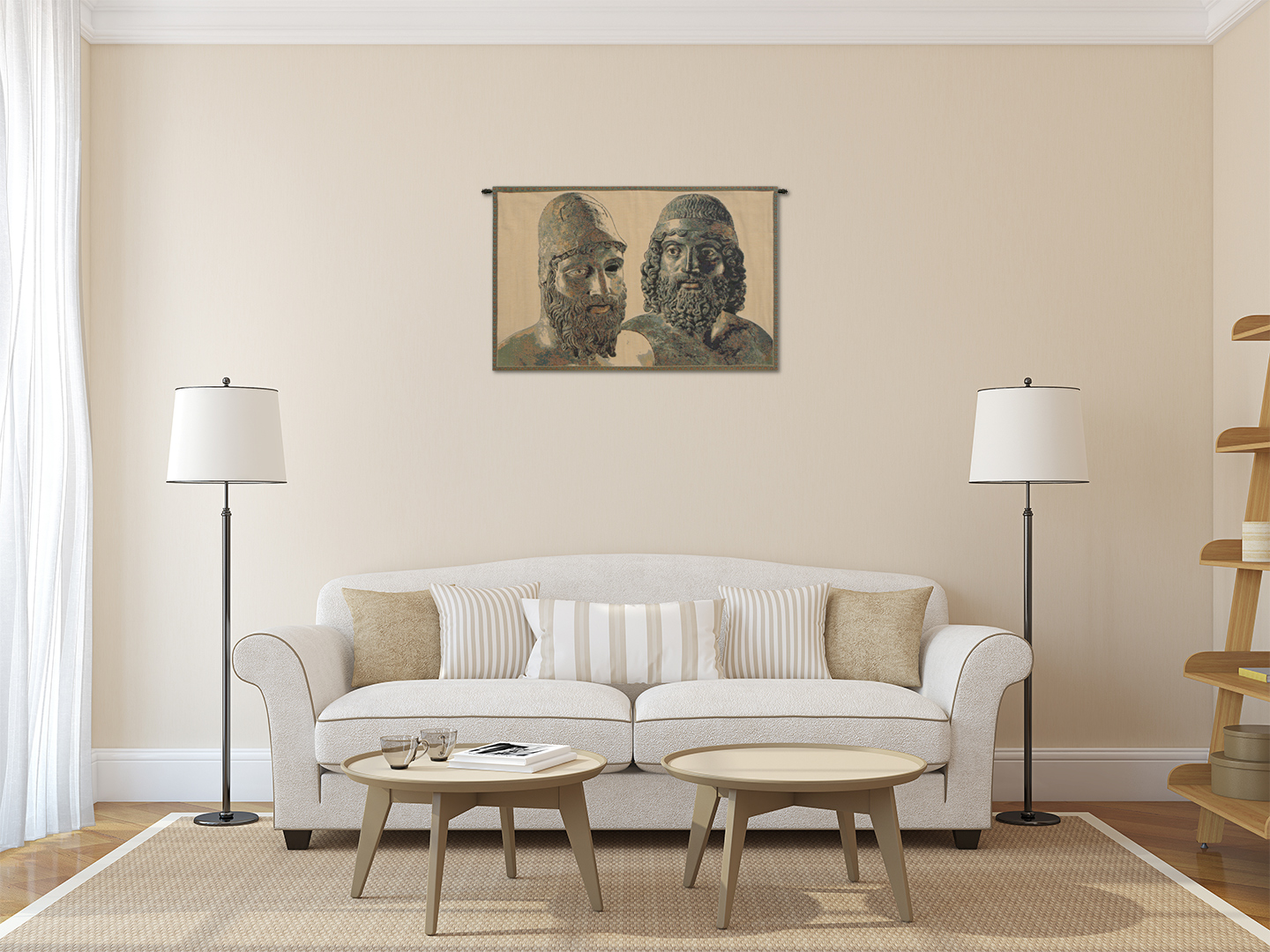 Alberto Passini Bronzi di Riace Tapestry Wall Hanging 12 x 19 in Classical Greek Jacquard Woven Italian Wall Decor