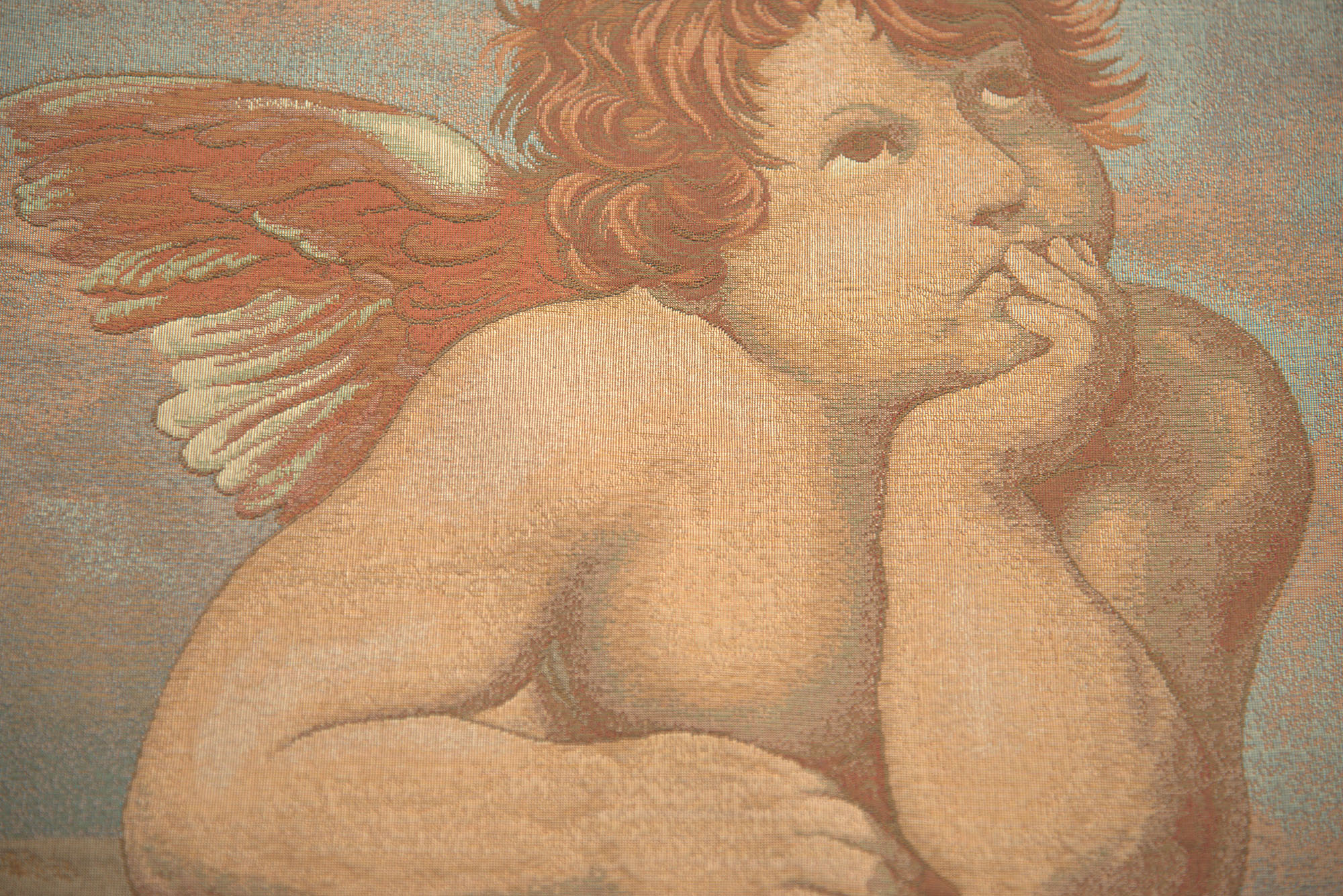 Michelangelo Raphael's Angels Vintage Tapestry Wall Hanging 18 x 33 in Jacquard Woven Renaissance Angel Wall Art
