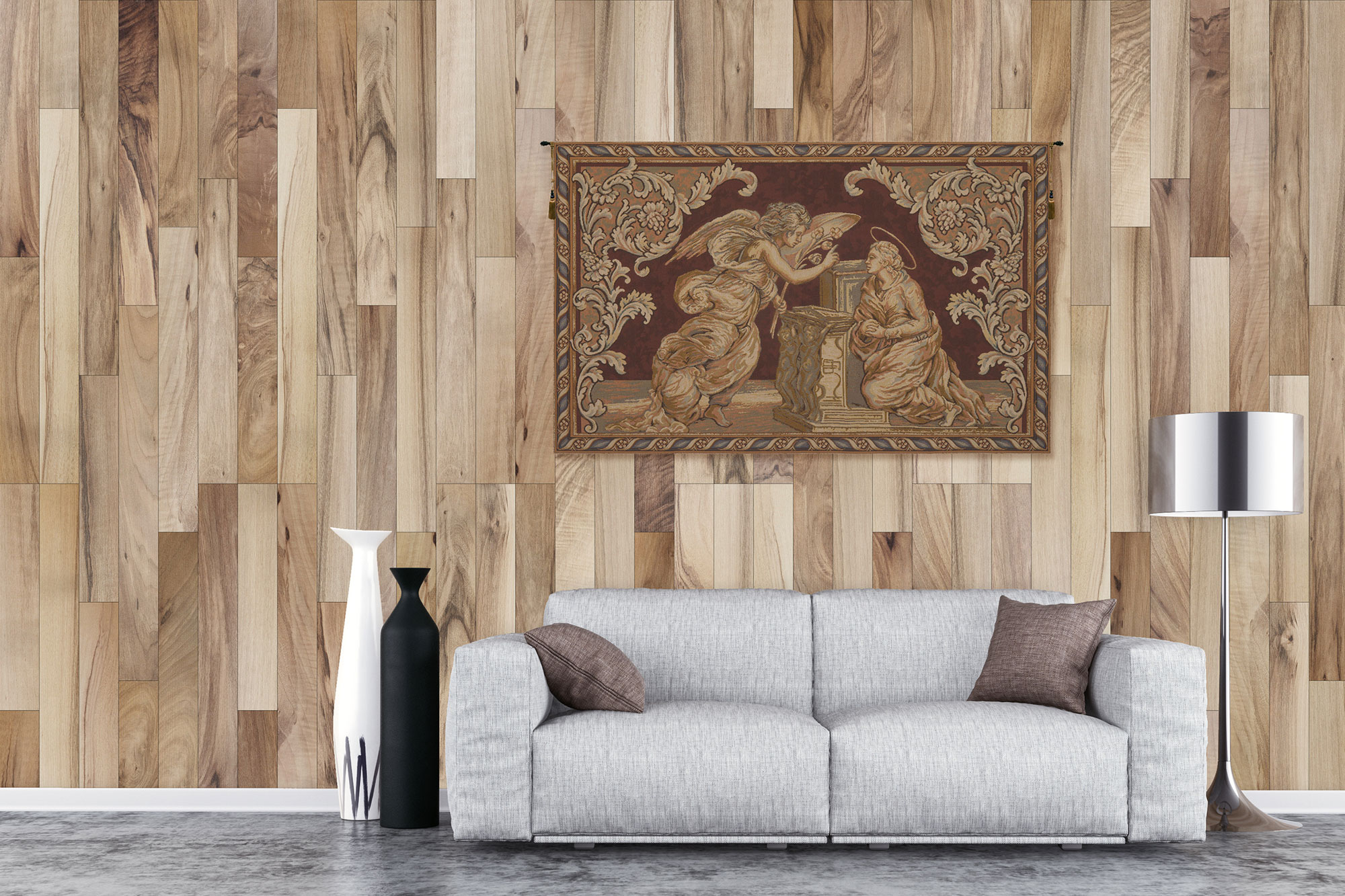 Alberto Passini Annunciation Religious Tapestry Wall Hanging 24 x 42 in Jacquard Woven Christian Religious Wall Art