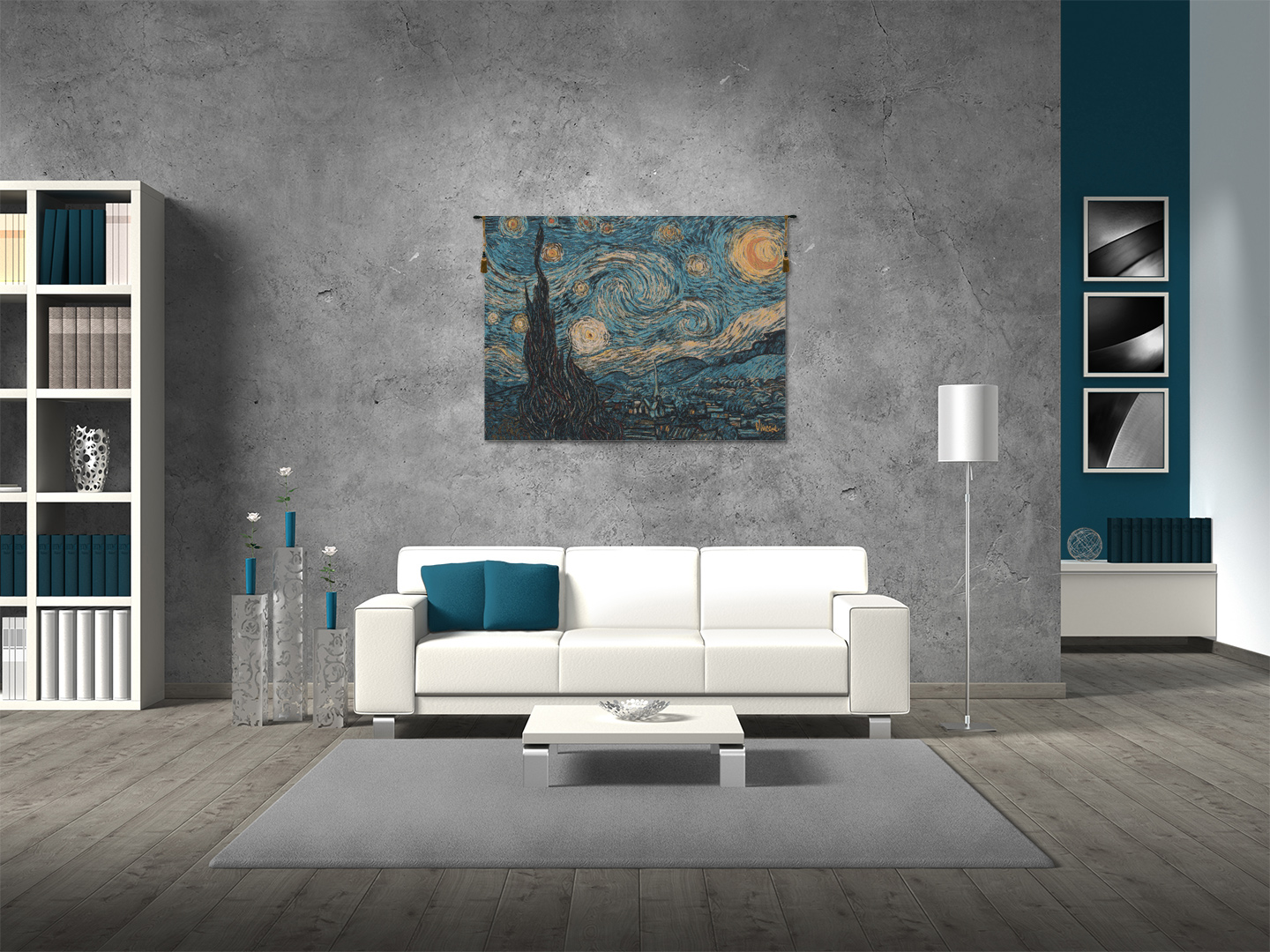 Vincent Van Gogh The Starry Night Tapestry Wall Hanging 26 x 34 in Impressionist Jacquard Woven Wall Decor