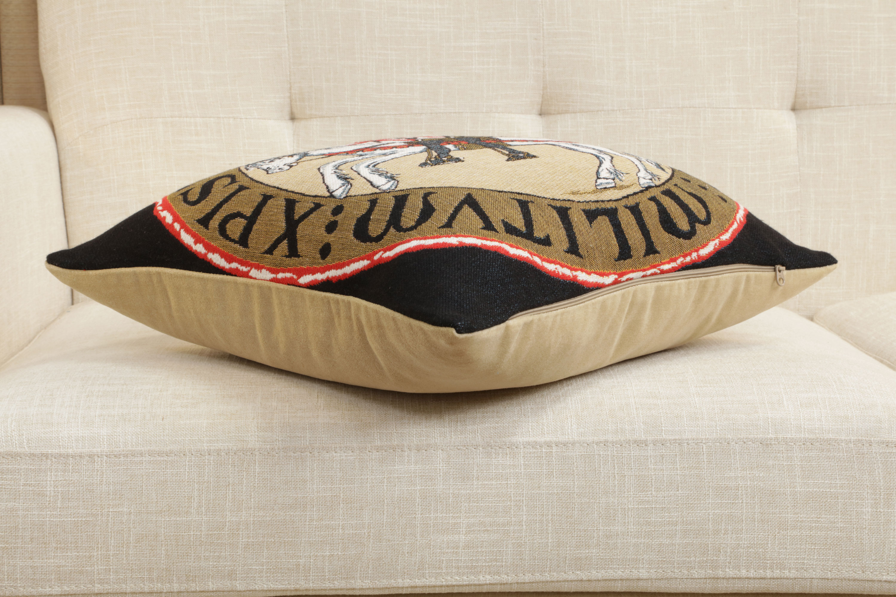 Medieval Sceau Templier I Tapestry Pillow Cover 18x18 Inch Cotton Jacquard Woven Cushion Cover