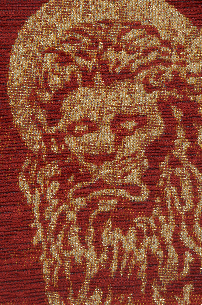 Alberto Passini Leone Rosso Tapestry Wall Hanging 20 x 26 in Medieval Heraldic Lion Jacquard Woven Italian Decor