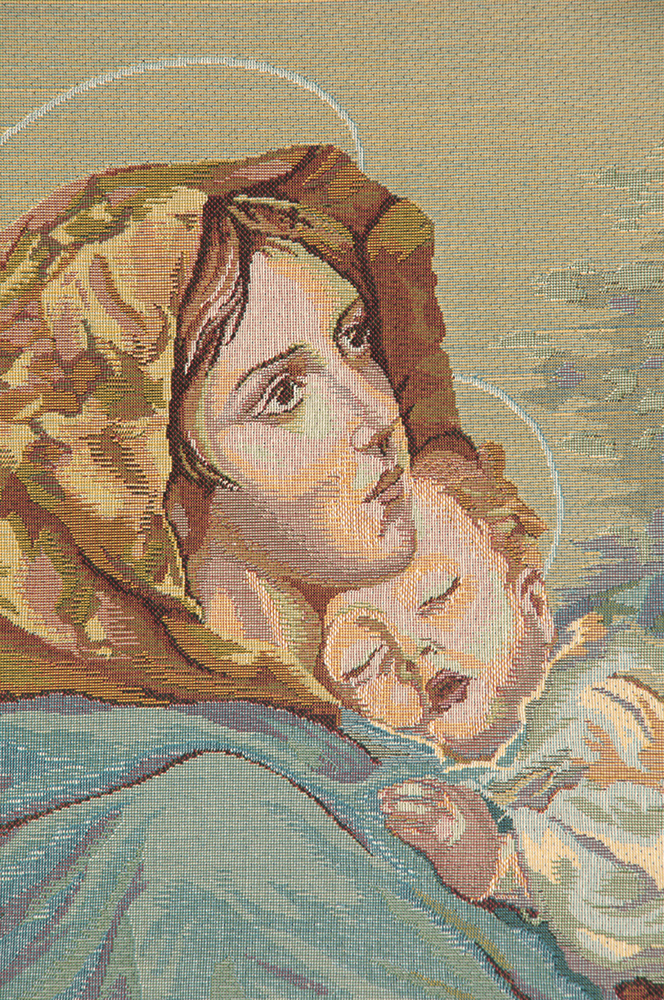 Roberto Ferruzzi Madonna Ferruzzi Italian Tapestry Wall Hanging 24x20 Inch Cotton Jacquard Woven Wall Tapestry
