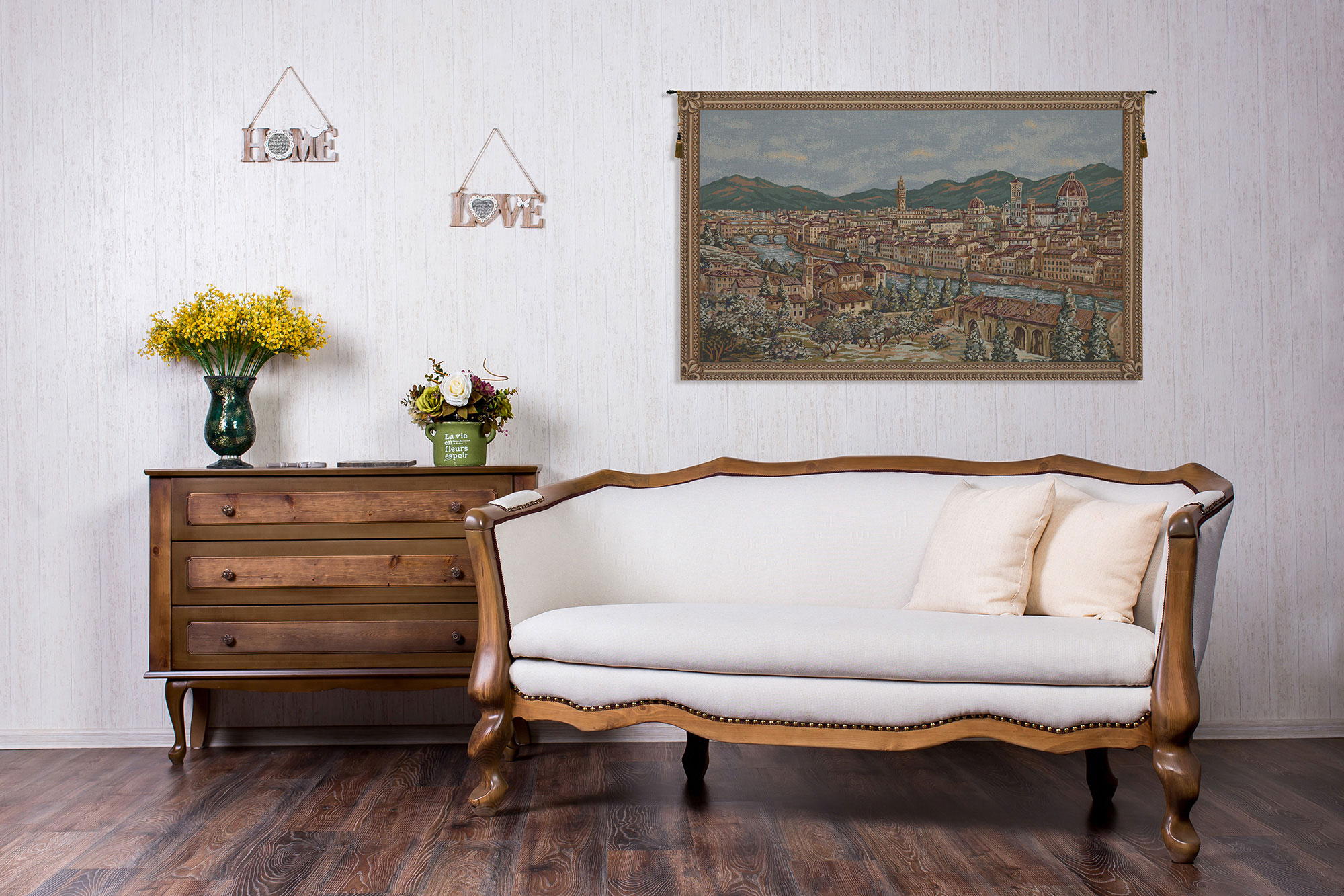 Alberto Passini Firenze Italian Tapestry Wall Hanging 26x43 Inch Cotton Jacquard Woven Wall Tapestry