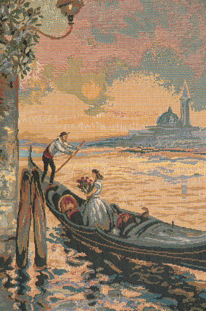Alberto Passini Gondola Italian Tapestry Wall Hanging 26x19 Inch Cotton Jacquard Woven Wall Tapestry