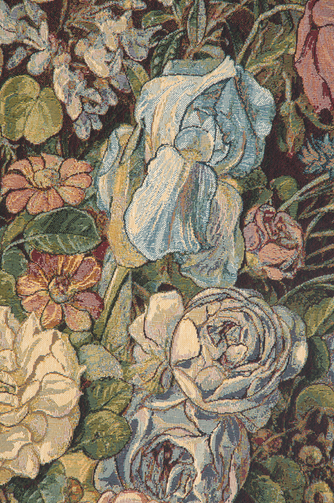 Alberto Passini Large Flowers Piece Italian Tapestry Wall Hanging 54x37 Inch Cotton Jacquard Woven Wall Tapestry