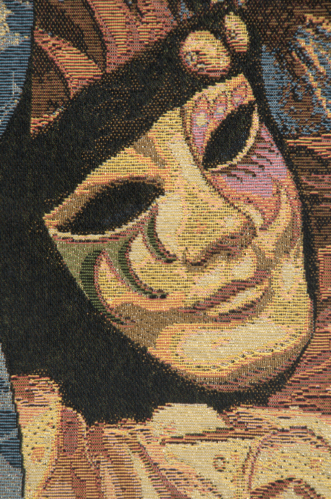 Silva Venice Carnival Tapestry Wall Hanging 13 x 27 in Venetian Mask Jacquard Woven Italian Wall Art Decor