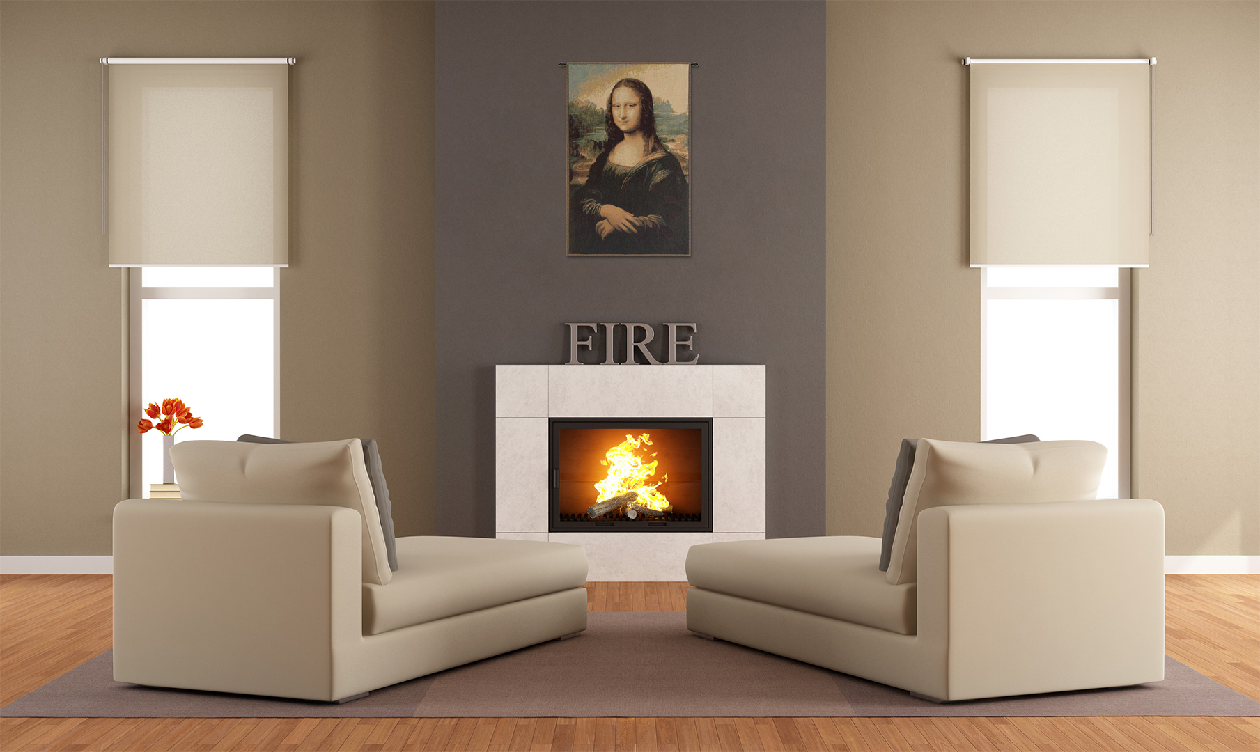 Leonardo da Vinci Mona Lisa Tapestry Wall Hanging 19 x 12 in Renaissance Portrait Jacquard Woven Italian Decor