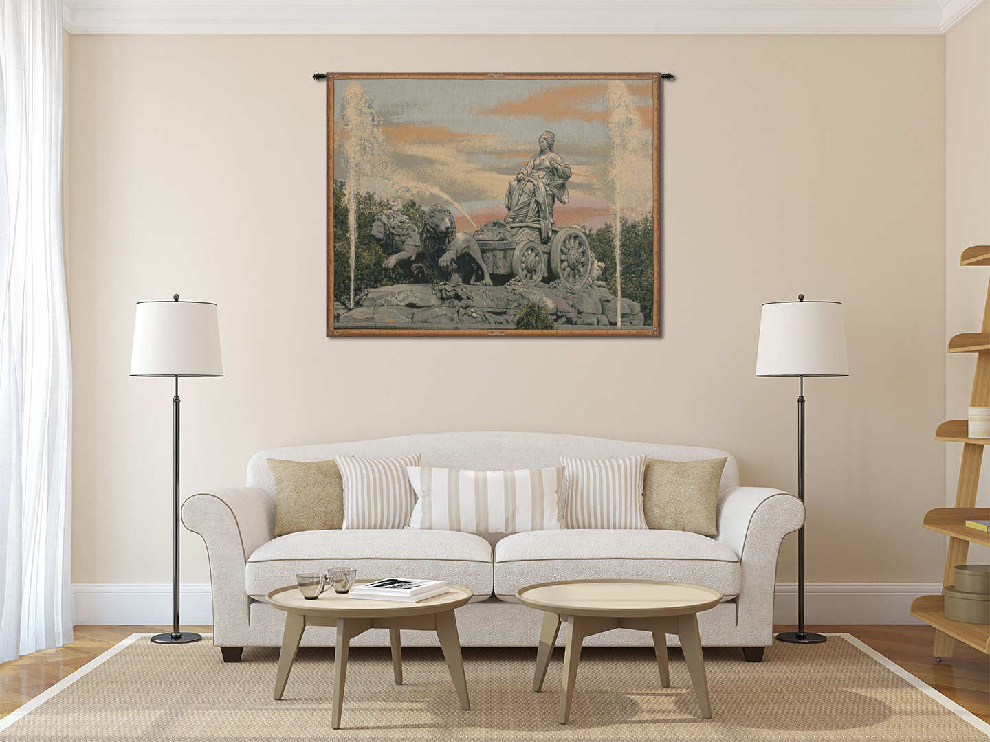 Alessia Cara Cibele Madrid Fountain Tapestry Wall Hanging 24 x 34 in Spanish Landmark Jacquard Woven Wall Decor