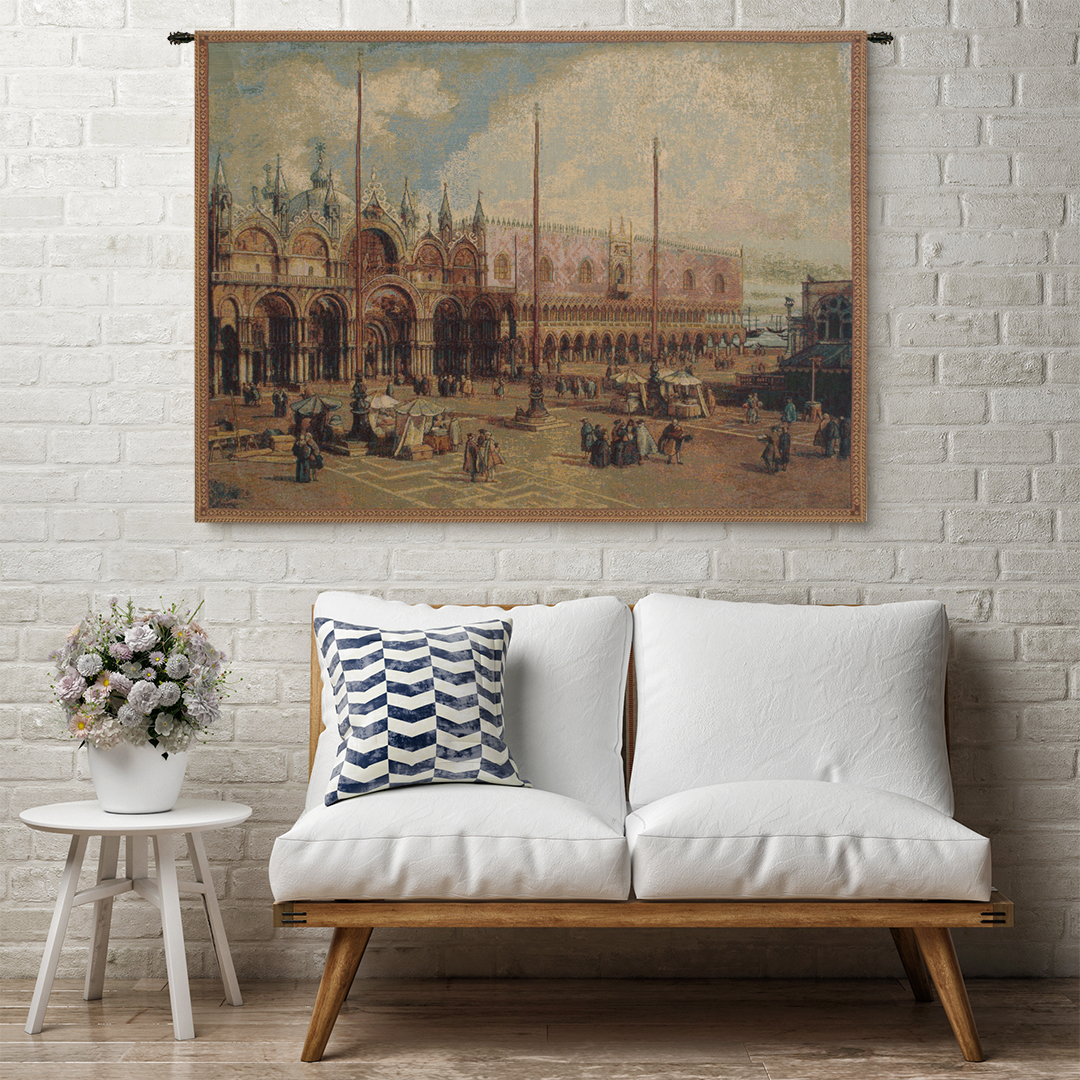 Alessia Cara Palazzo Ducale and San Marco Tapestry Wall Hanging 9 x 12 in Venice Italian Jacquard Woven Decor