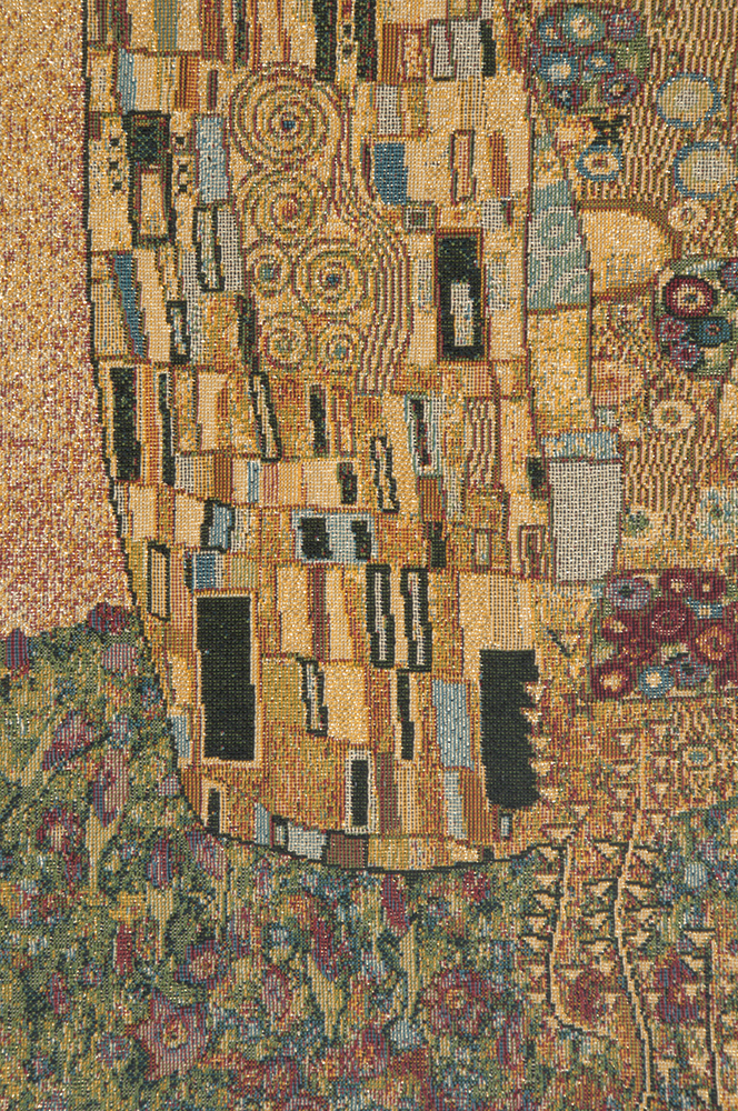 Gustav Klimt The Kiss II Tapestry Wall Hanging 19 x 13 in Art Nouveau Jacquard Woven Fine Art Decor