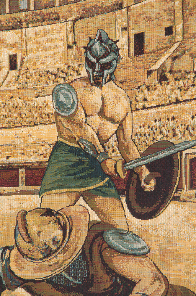 Alessia Cara Gladiators Tapestry Wall Hanging 24 x 42 in Ancient Rome Italian Jacquard Woven Historical Wall Decor