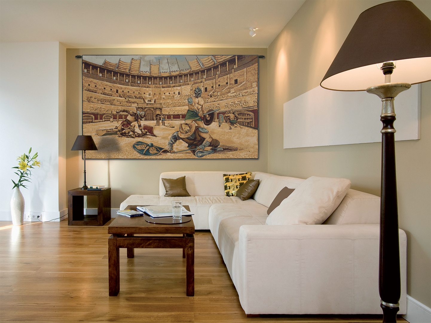 Alessia Cara Gladiators Tapestry Wall Hanging 24 x 42 in Ancient Rome Italian Jacquard Woven Historical Wall Decor