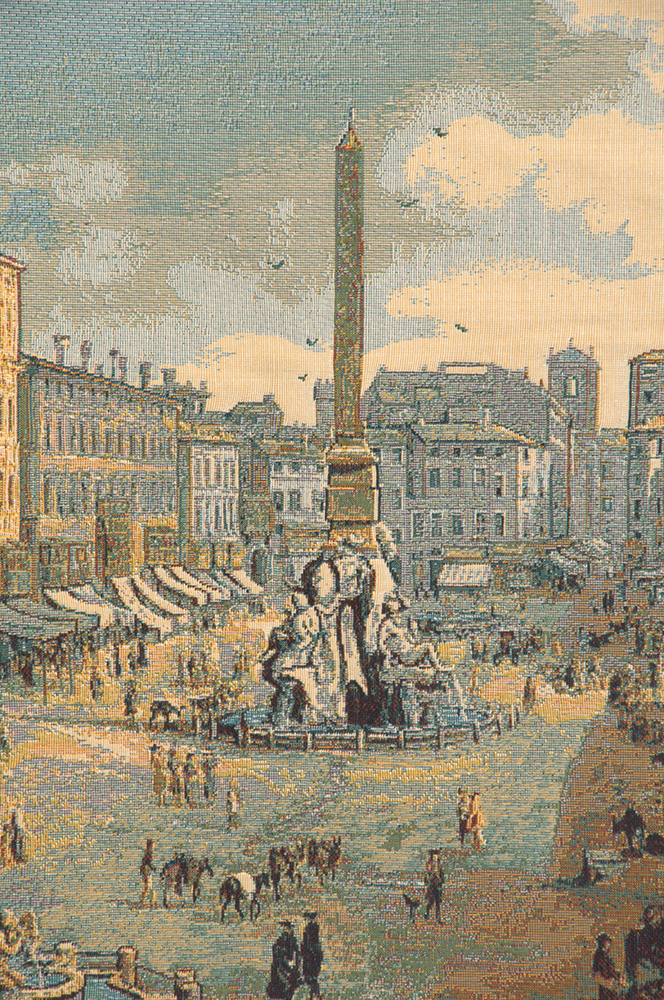 Navona Square Italian Tapestry Wall Hanging 13 x 19 in Rome Cityscape Jacquard Woven European Wall Decor