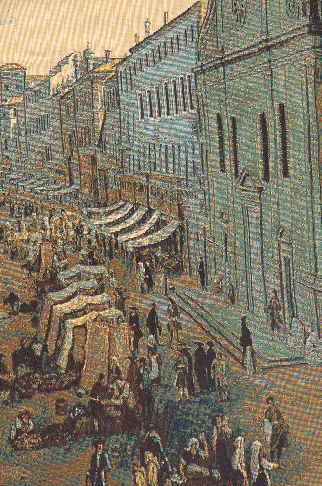 Navona Square Italian Tapestry Wall Hanging 13 x 19 in Rome Cityscape Jacquard Woven European Wall Decor