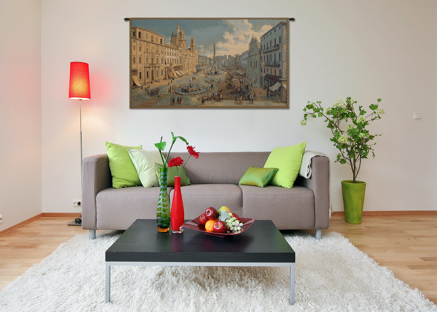 Navona Square Italian Tapestry Wall Hanging 13 x 19 in Rome Cityscape Jacquard Woven European Wall Decor