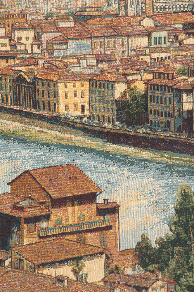 View of Florence and the Arno Italian Tapestry Wall Hanging 13 x 19 in Tuscany Cityscape Jacquard Woven Decor