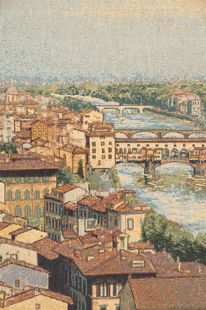 View of Florence and the Arno Italian Tapestry Wall Hanging 13 x 19 in Tuscany Cityscape Jacquard Woven Decor