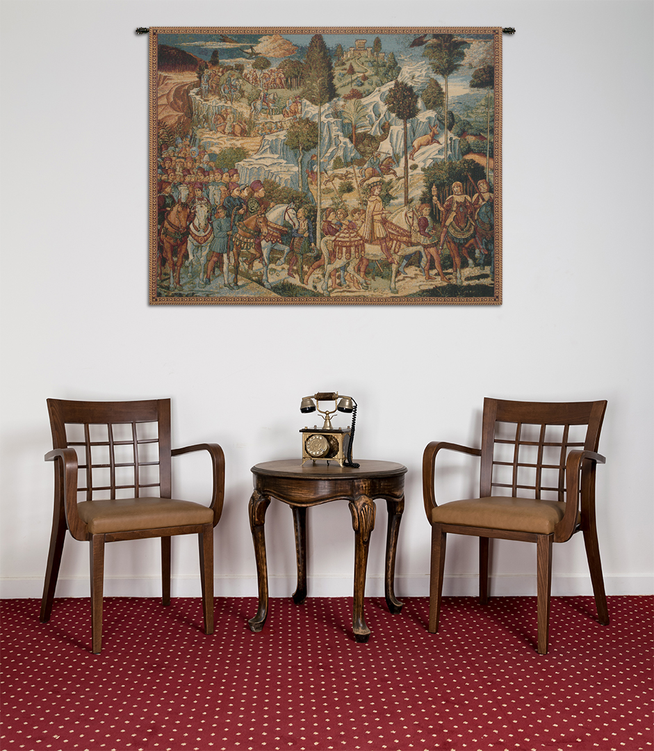 Pietro Perugino Chapel of the Magi Italian Tapestry Wall Hanging 12x19 Inch Cotton Jacquard Woven Wall Tapestry