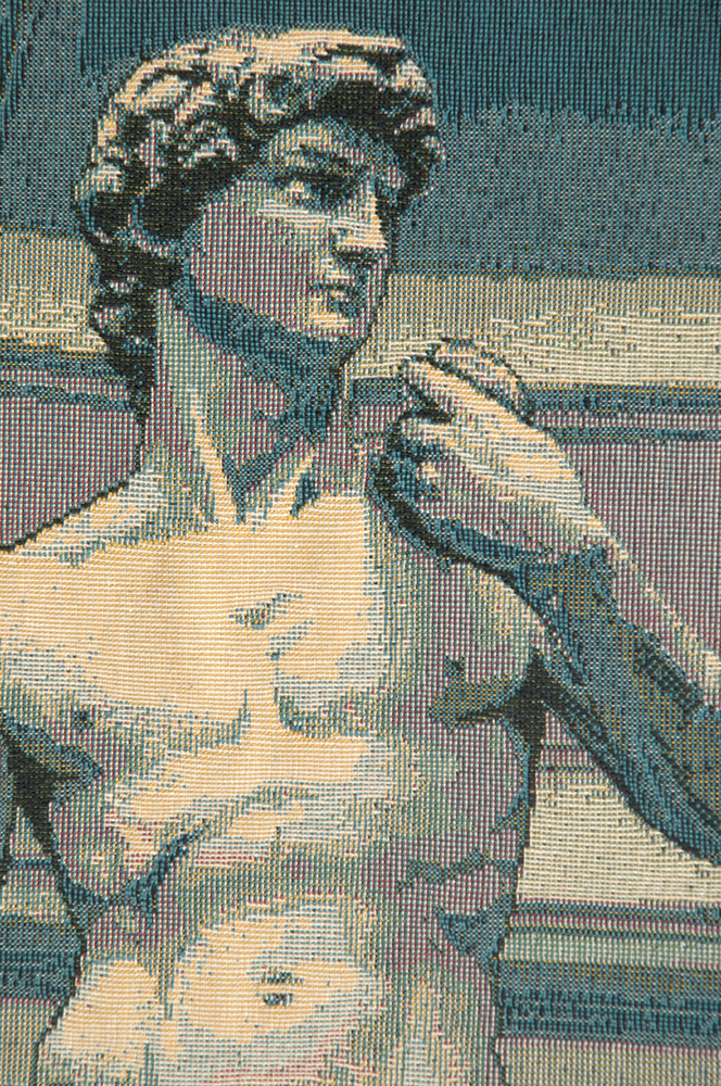 Michelangelo Statue of David Tapestry Wall Hanging 19 x 12 in Renaissance Sculpture Jacquard Woven Italian Wall Decor