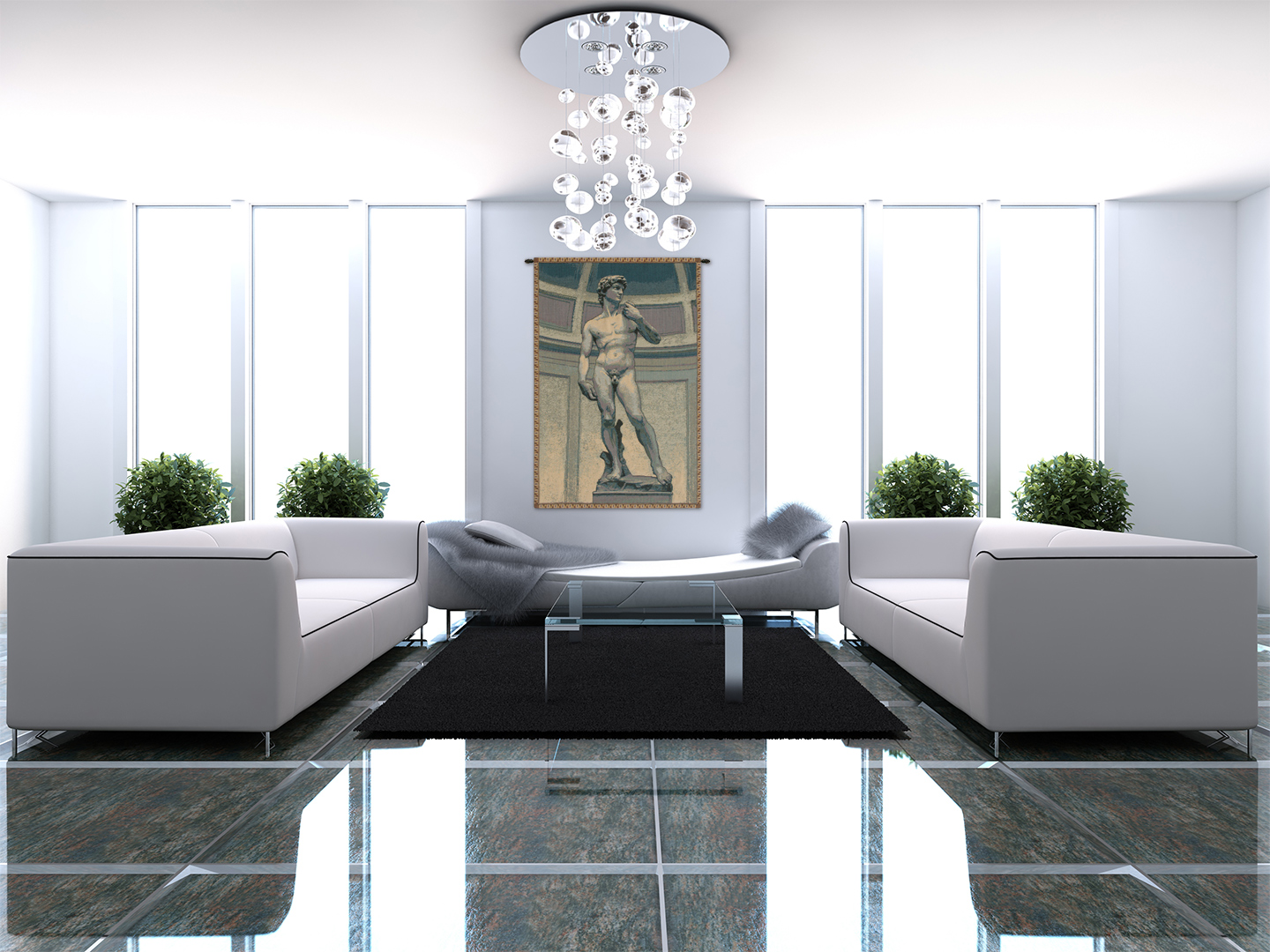 Michelangelo Statue of David Tapestry Wall Hanging 19 x 12 in Renaissance Sculpture Jacquard Woven Italian Wall Decor