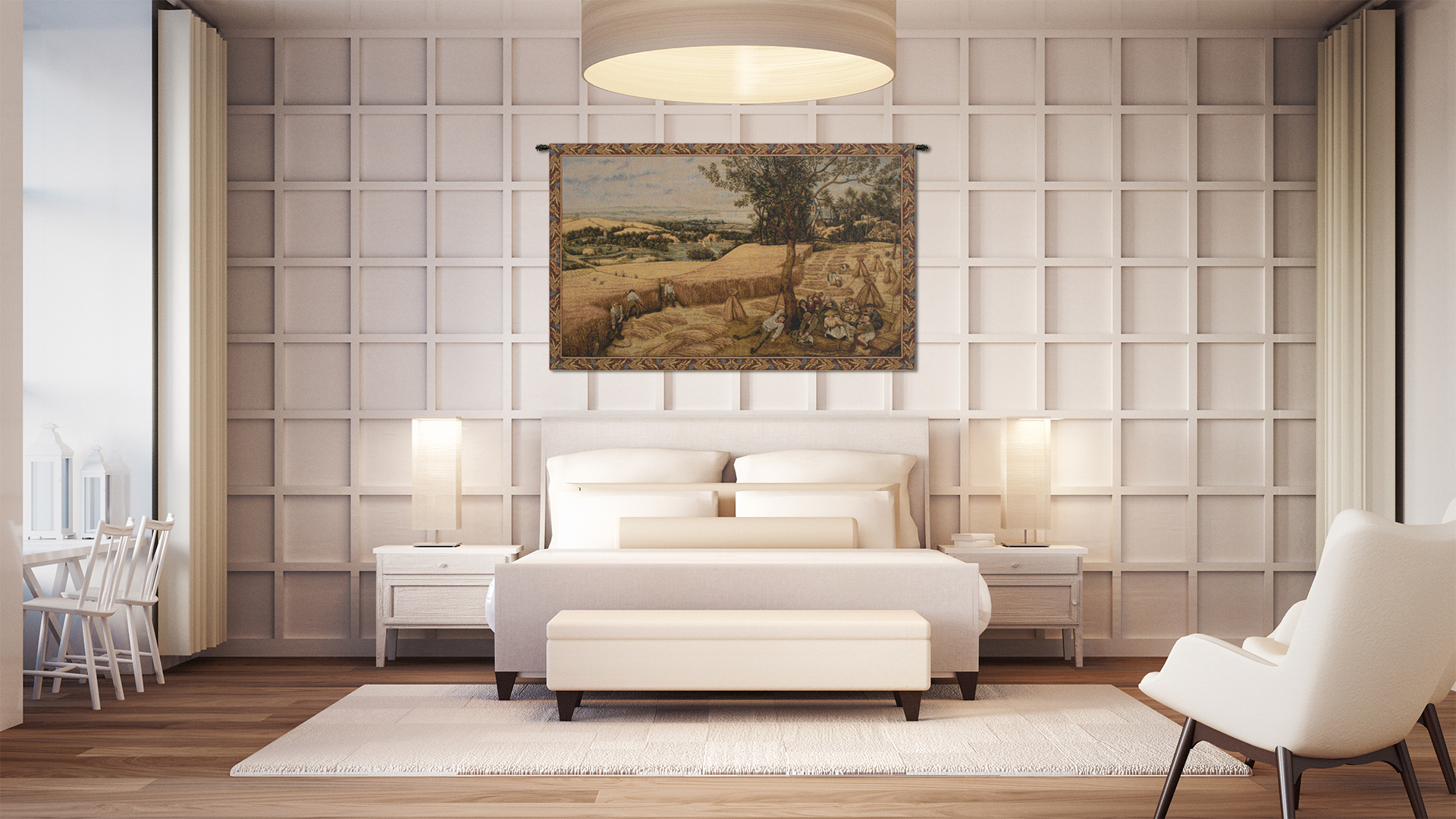 Pieter Bruegel Harvest I Vintage Tapestry Wall Hanging 26 x 40 in Jacquard Woven Renaissance Harvest Wall Art