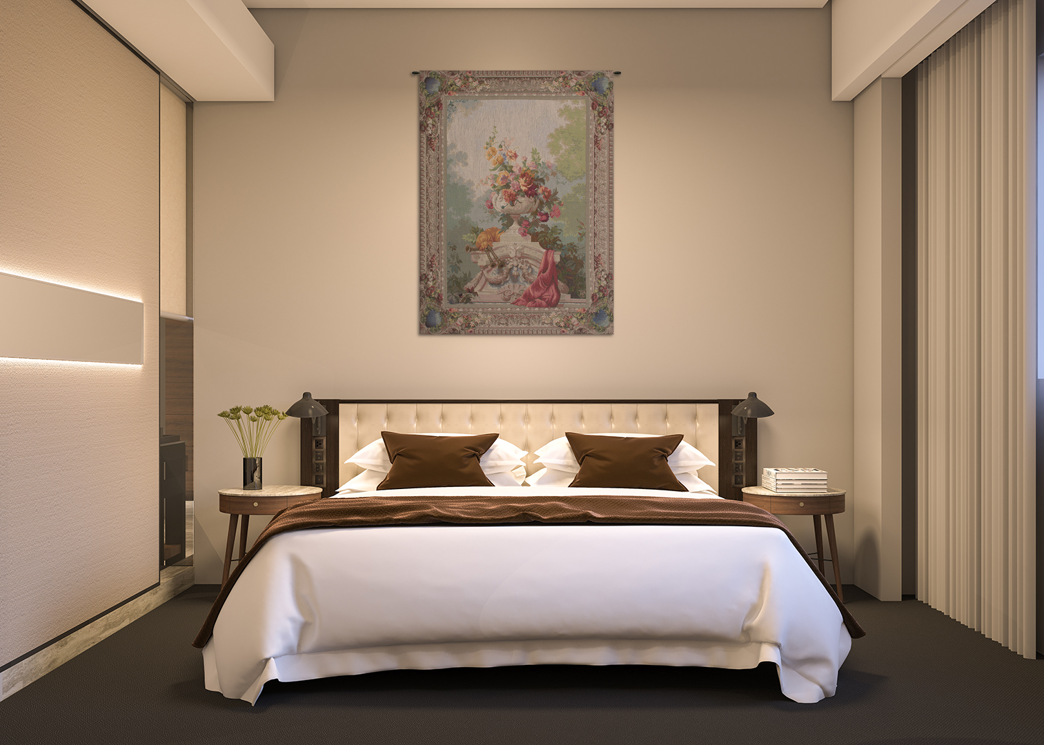 Bouquet Cornemuse French Tapestry Wall Hanging 58x44 Inch Cotton Jacquard Woven Wall Tapestry
