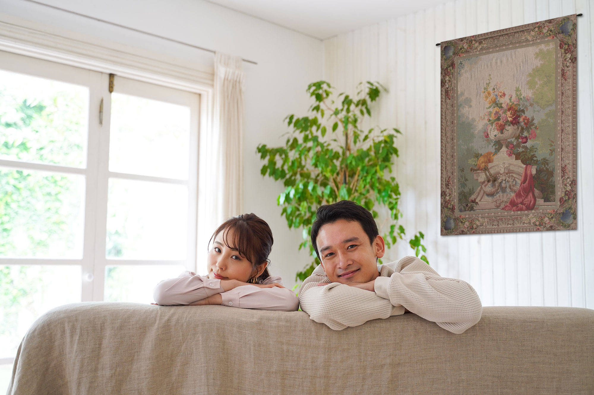 Bouquet Cornemuse French Tapestry Wall Hanging 58x44 Inch Cotton Jacquard Woven Wall Tapestry