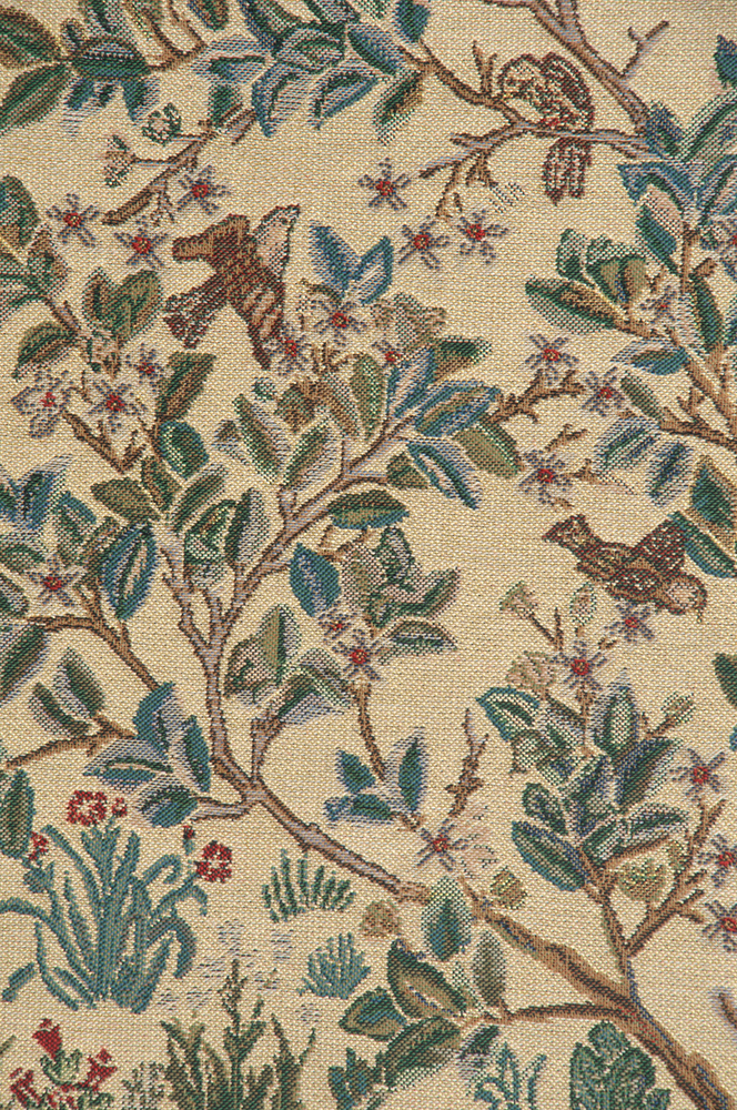 William Morris The Tree of Life Beige Tapestry Wall Hanging 24 x 18 in Arts and Crafts Botanical Jacquard Woven Wall Art