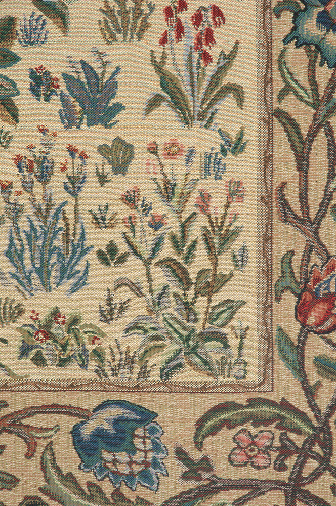 William Morris The Tree of Life Beige Tapestry Wall Hanging 24 x 18 in Arts and Crafts Botanical Jacquard Woven Wall Art