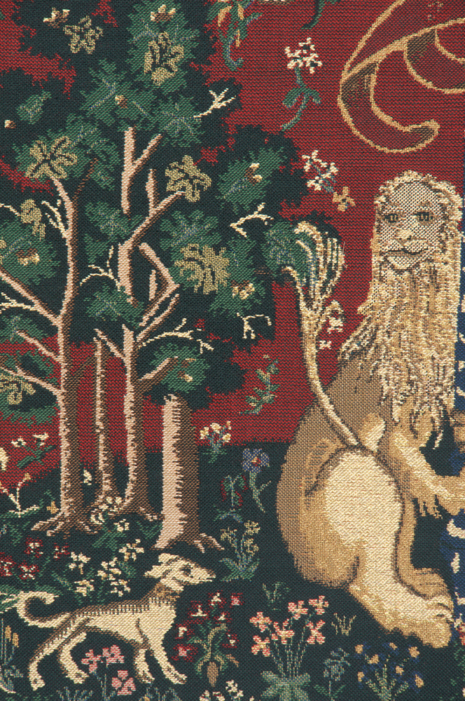 Medieval The Lady and the Organ II Vintage Tapestry Wall Hanging 34 x 42 in Lady Unicorn Music Jacquard Woven Wall Art