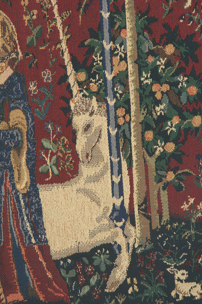 Medieval The Lady & Organ II Vintage Tapestry Wall Hanging 34 x 44 in Lady Unicorn Music Jacquard Woven Wall Art
