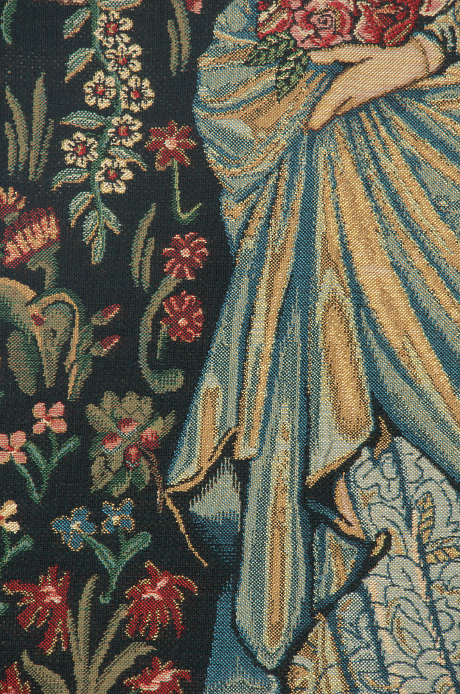 William Morris The Flora Tapestry Wall Hanging 26 x 17 in Pre-Raphaelite Floral Woman Jacquard Woven Wall Art