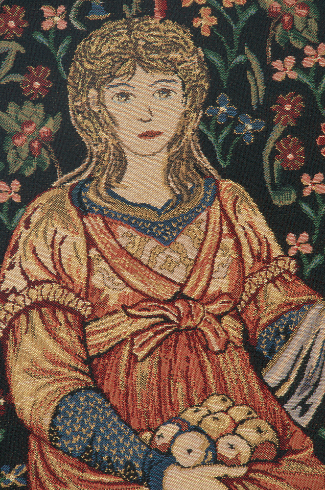 William Morris The Pomona Tapestry Wall Hanging 26 x 17 in Pre-Raphaelite Botanical Woman Jacquard Woven Wall Art