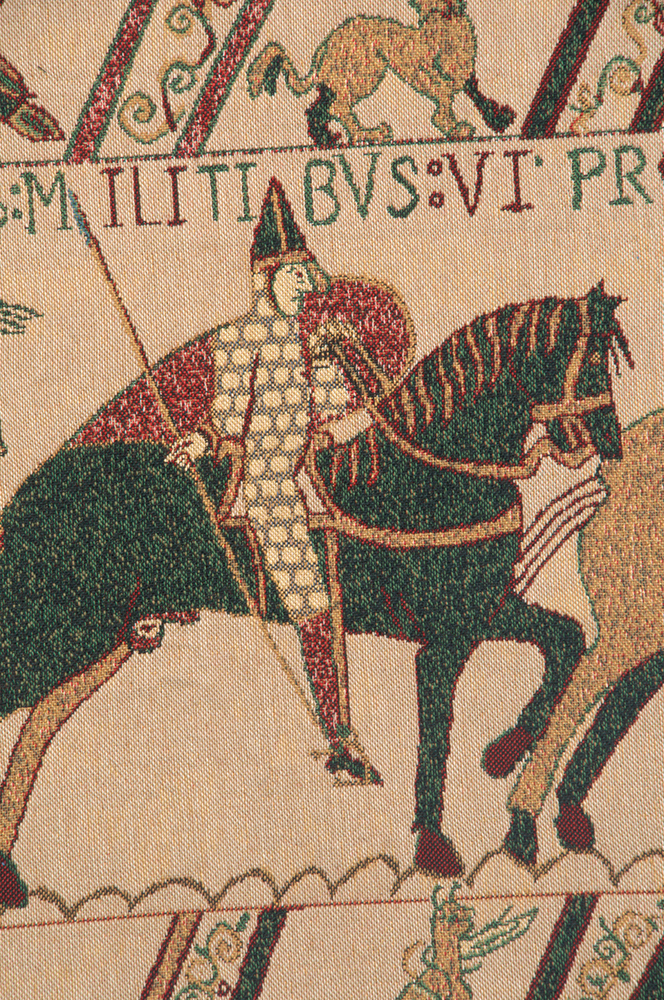 Bayeux William's Troops Vintage Tapestry Wall Hanging 17 x 45 in Medieval Battle Norman Knights Jacquard Woven Wall Art