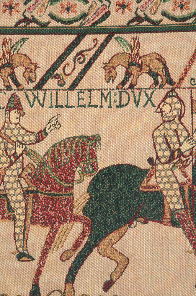 Bayeux William's Troops Vintage Tapestry Wall Hanging 17 x 45 in Medieval Battle Norman Knights Jacquard Woven Wall Art