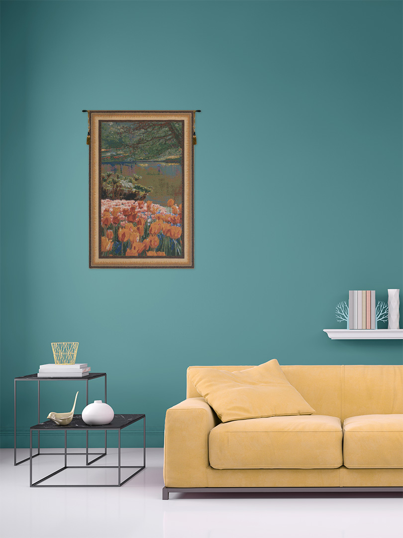 Keukenhof VI Belgian Tapestry Wall Hanging 34x22 Inch Cotton Jacquard Woven Wall Tapestry