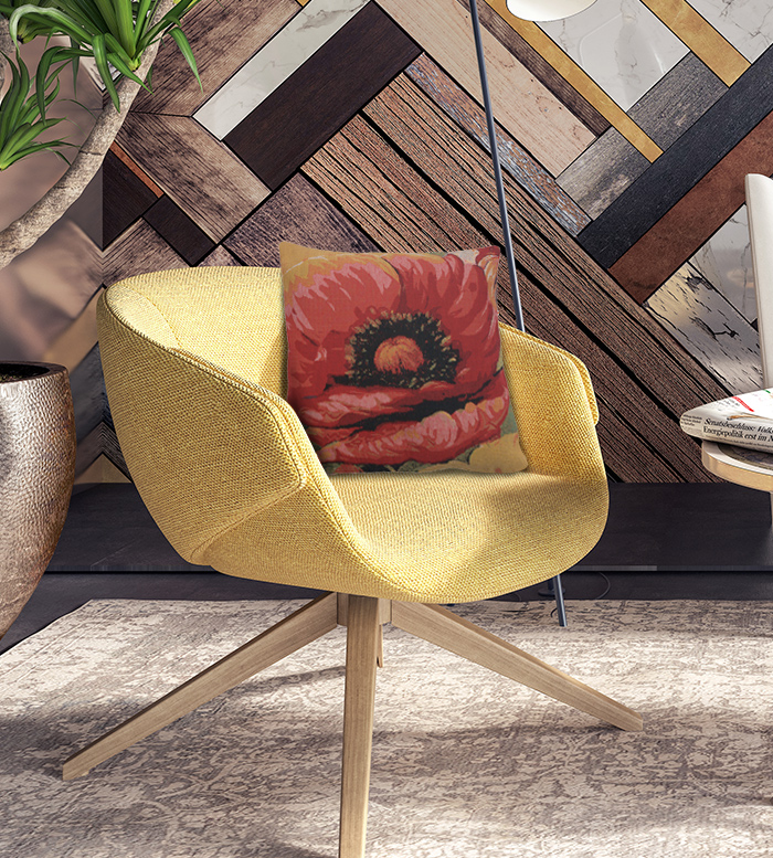 Floral Poppies Tapestry Pillow Cover 16x16 Inch Cotton Jacquard Woven Cushion Cover