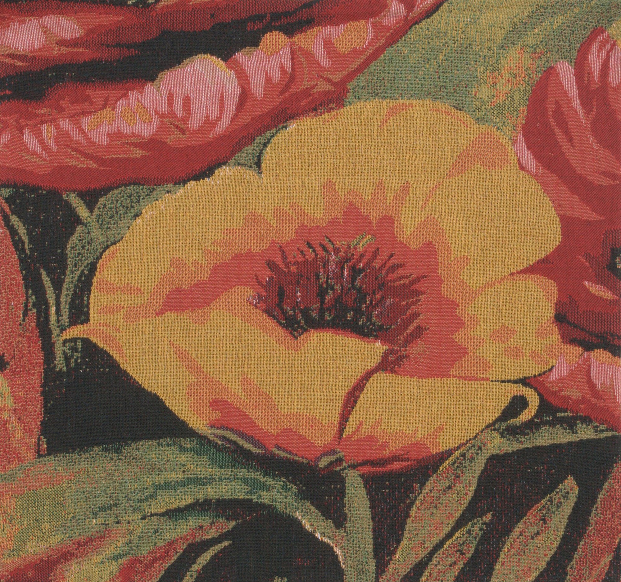 Floral Poppies V Tapestry Pillow Cover 16x16 Inch Cotton Jacquard Woven Cushion Cover