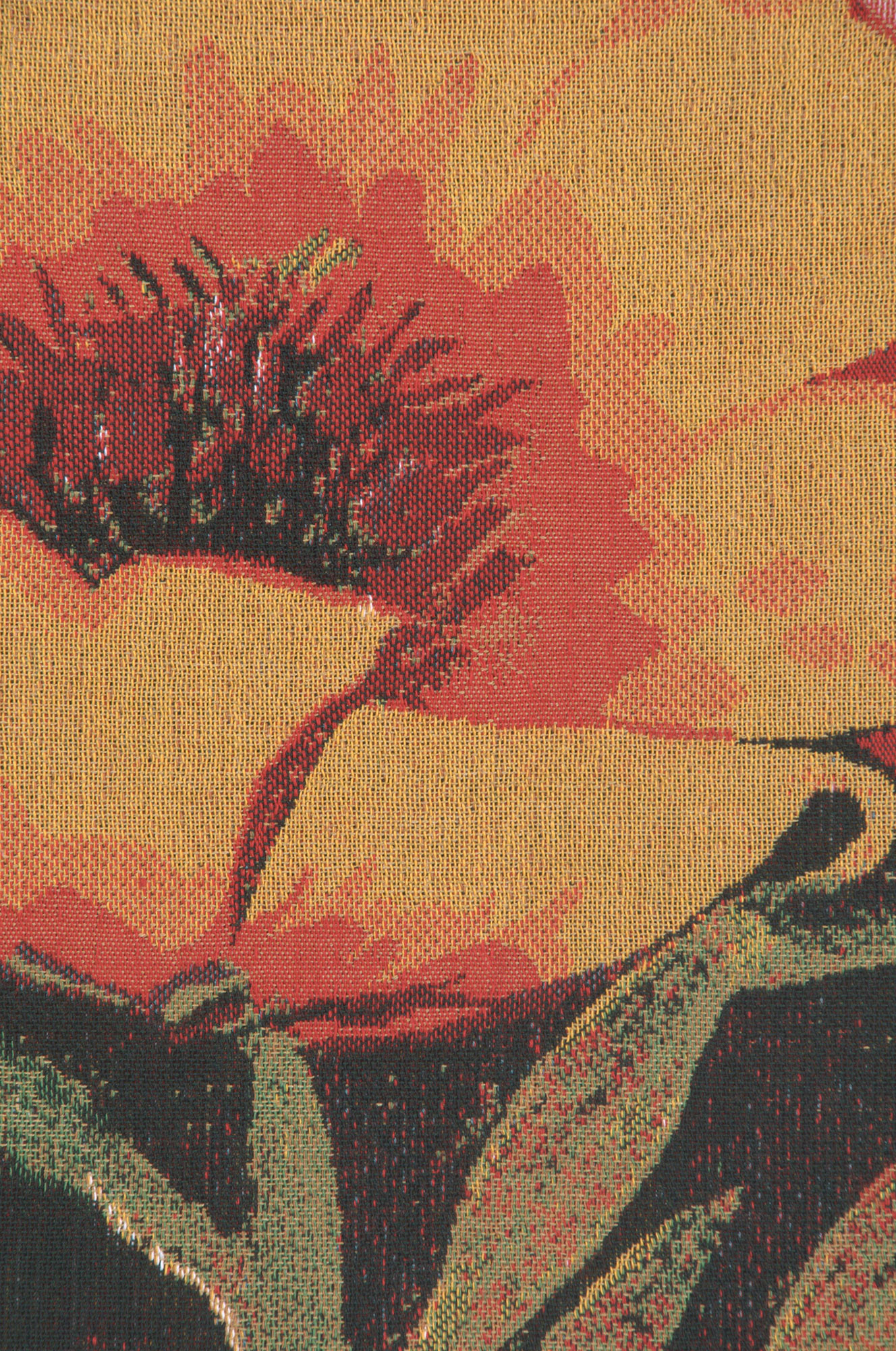Floral Poppies V Tapestry Pillow Cover 16x16 Inch Cotton Jacquard Woven Cushion Cover