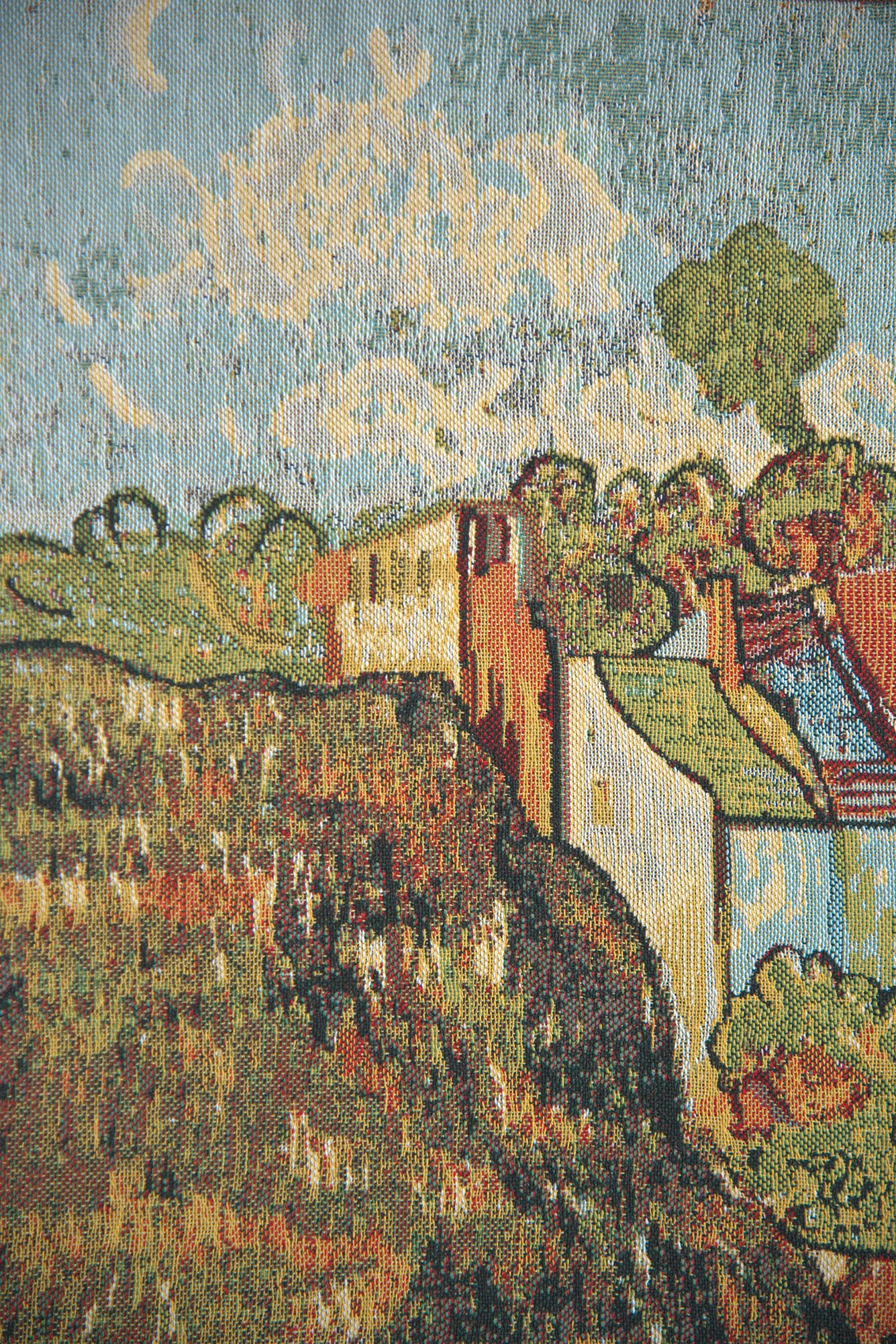 Vincent Van Gogh The House I Vintage Tapestry Wall Hanging 21 x 18 in Post Impressionist Landscape Jacquard Woven Wall Art