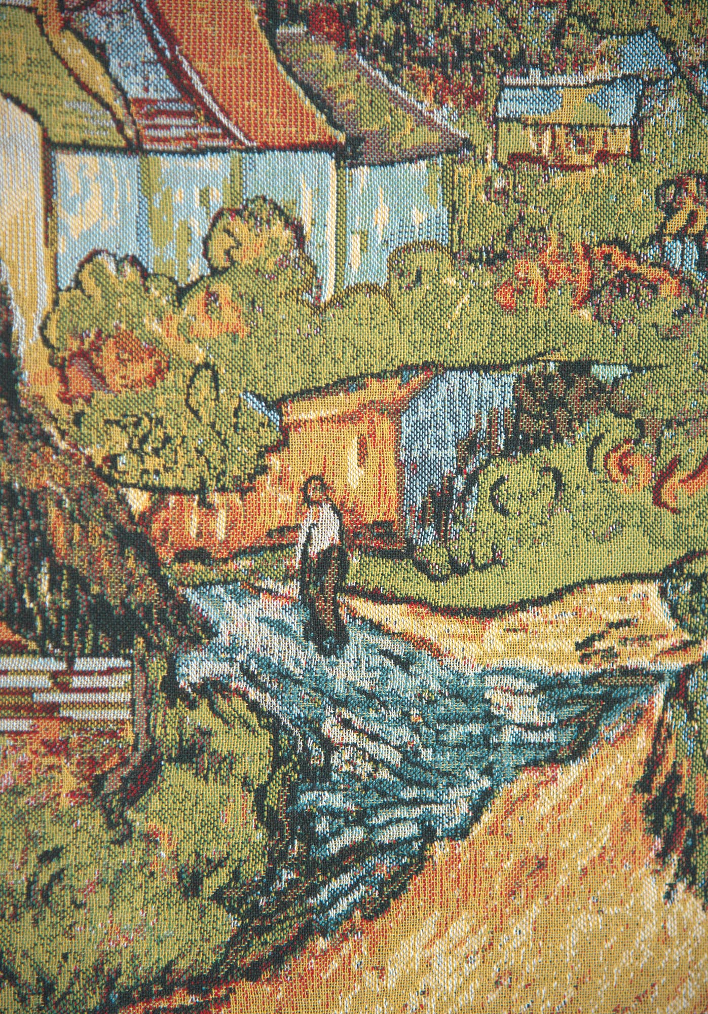 Vincent Van Gogh The House I Vintage Tapestry Wall Hanging 21 x 18 in Post Impressionist Landscape Jacquard Woven Wall Art