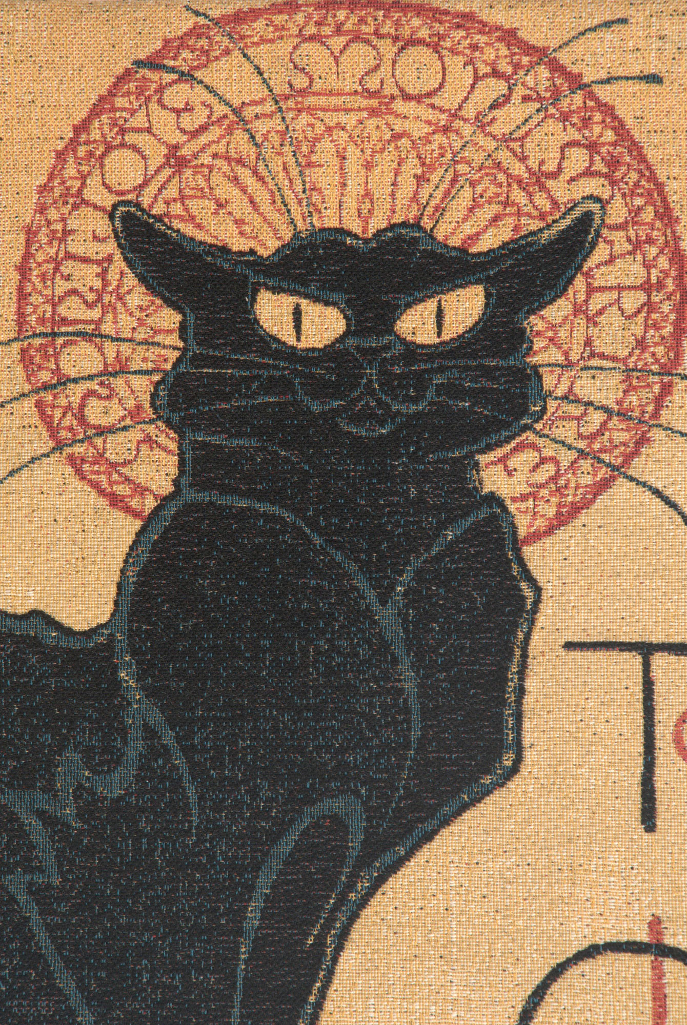 Rodolphe Salis Tournee du Chat Noir I Tapestry Wall Hanging 38 x 26 in Vintage Black Cat French Poster Jacquard Woven Wall Art